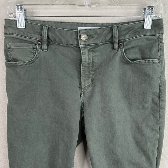 Loft Curvy Jeans Women's 26/2 Ankle Slit Skinny Leg Mid Rise Green Denim Stretch - Picture 2 of 7